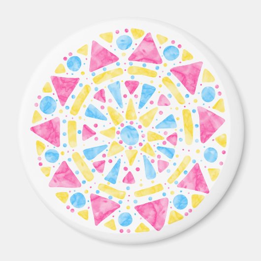 Aimant Mandala Pink Blue Yellow Pride drapeau (Devant)