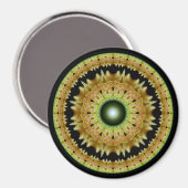 Aimant Mandala rond fractal doré (Recto/Verso)