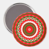Aimant Mandala rouge, blanc et vert (Recto/Verso)