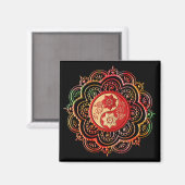 Aimant Mandala rouge et or (Recto/Verso)