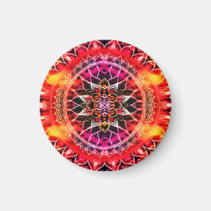 Aimant Mandala rouge hypnotique