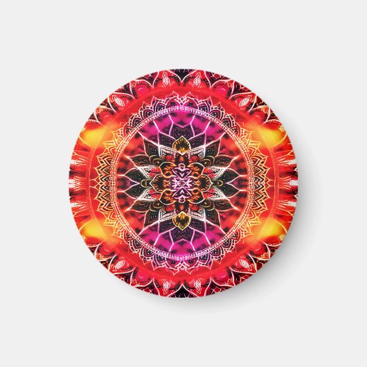 Aimant Mandala rouge hypnotique (Devant)