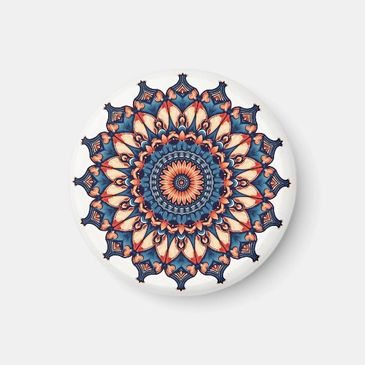 Aimant Mandala sur blanc (Devant)