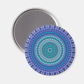 Aimant Mandala turquoise et bleu sarcelle  (Recto/Verso)