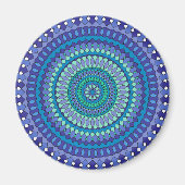 Aimant Mandala turquoise et bleu sarcelle  (Devant)