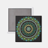 Aimant Mandala vert | Peint main | Géométrie sacrée (Recto/Verso)