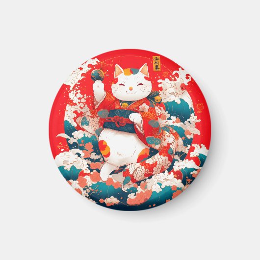 Aimant Maneki-Neko, Chat japonais chanceux (Devant)
