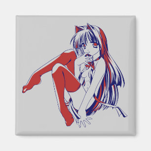 Aimant Manga américain Neko Chatte Féline Kawaii Anime