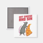 Aimant Mange du fromage et pèche. (Recto/Verso)