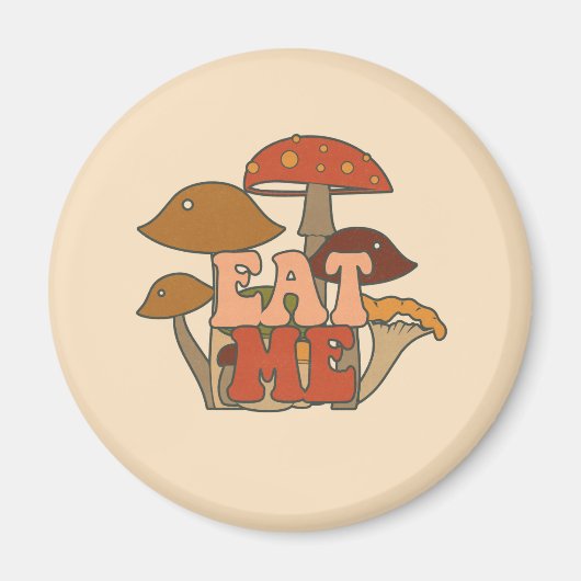 Aimant "Mange-moi" - Conception Whimsical Mushroom (Devant)