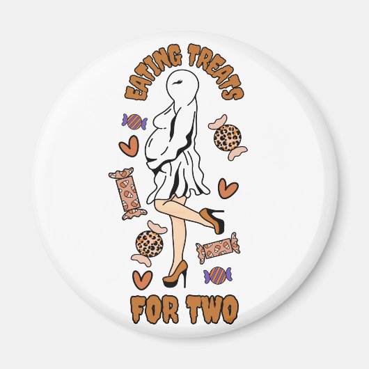 Aimant "Manger des friandises pour deux" Halloween Orange (Devant)