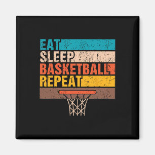 Aimant Manger. Dormir. Ballon de basket. Recommencer. Jeu