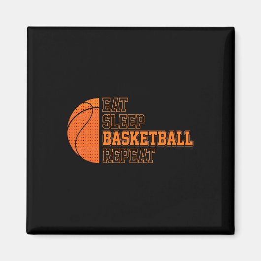 Aimant Manger. Dormir. Ballon de basket. Recommencer. Jou (Devant)