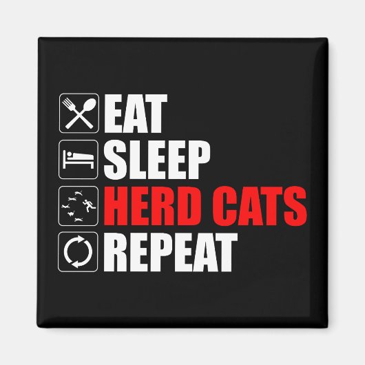 Aimant Manger. Dormir. Chats de troupeau. Recommencer (Devant)