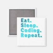 Aimant Manger Dormir Codage Répéter - Humour Tech Drôle (Recto/Verso)