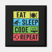 Aimant Manger Dormir Code Répéter Drôle Programmation Ret (Devant)
