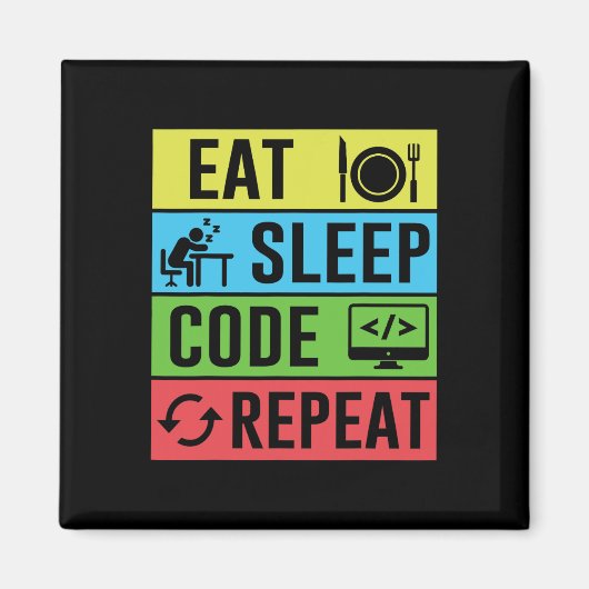 Aimant Manger Dormir Code Répéter Drôle Programmation Ret (Devant)