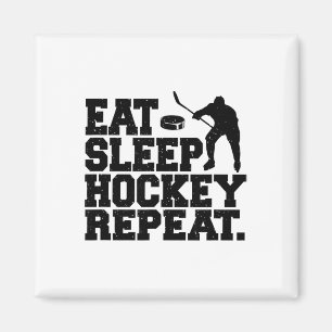 Aimant Manger Dormir Hockey Répéter - Drôle de Hockey