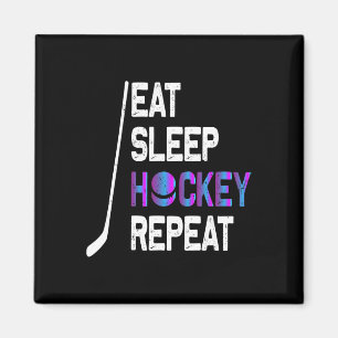 Aimant Manger Dormir Hockey Répéter T-Shirt - Cadeaux de