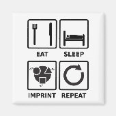 Aimant Manger, dormir, imprimer, répéter l'aimant mono gr (Devant)