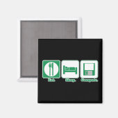 Aimant manger dormir ordinateur (vert) (Recto/Verso)