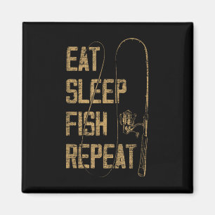 Aimant Manger Dormir Poisson Répéter Idée Cadeau Amateur 