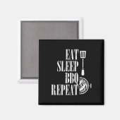 Aimant Manger Sleep Bbq Répéter Funny Rbecue Grilling Fem (Recto/Verso)