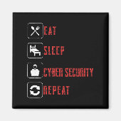 Aimant Manger Sommeil Cyber Sécurité Répéter Éthique Hack (Devant)