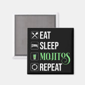 Aimant Mangez des mojitos du sommeil Répéter (Recto/Verso)