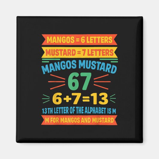 Aimant Mangos Moutarde 67 Tee Drôle Code Alphabet M Mème (Devant)