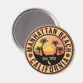 Aimant Manhattan Beach California Retro Sunset Souvenirs (Recto/Verso)