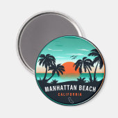 Aimant Manhattan Beach California Retro Sunset Souvenirs (Recto/Verso)