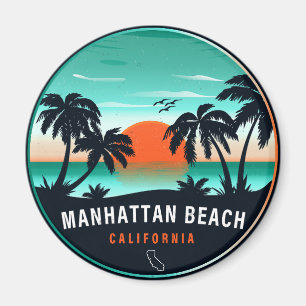Aimant Manhattan Beach California Retro Sunset Souvenirs