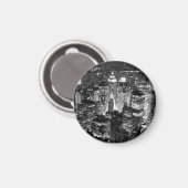 Aimant Manhattan New York nuit Noir et blanc (Recto/Verso)