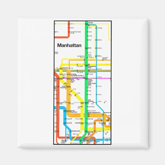 Aimant Manhattan New York Nyc Subway Map Retro Rail Trans (Devant)