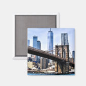 Aimant Manhattan, photo de la ville avec gratte-ciel (Recto/Verso)