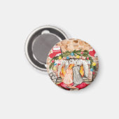 Aimant Manoir de Noël confortable avec chien et chat (Recto/Verso)