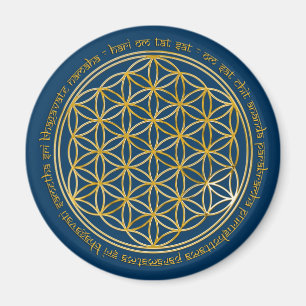 Aimant Mantra Moola / Blume Des Lebens bleu foncé