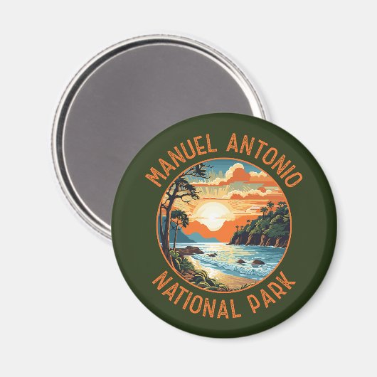 Aimant Manuel Antonio Parc National Rétro Trouvé (Recto/Verso)