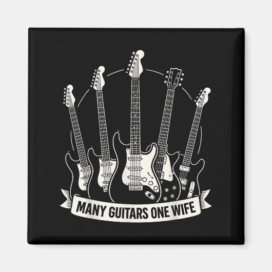 Aimant Many Guitars One Wife Funny Musician Guitarist Hum (Devant)