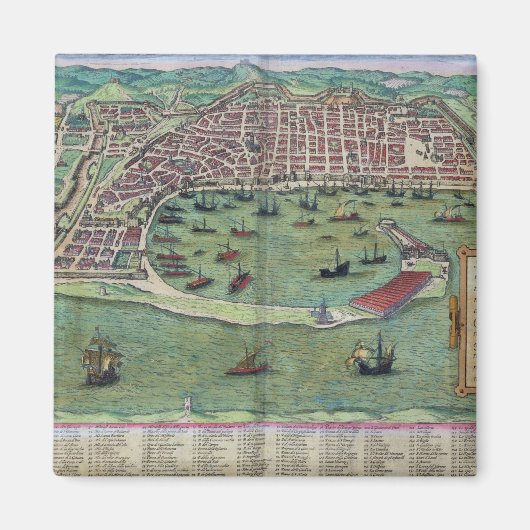 Aimant Map of Messina, from 'Civitates Orbis Terrarum' by (Devant)
