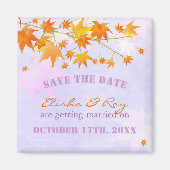 Aimant Maple Feuille Lavender Wedding Enregistrer la date (Devant)
