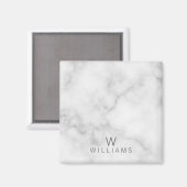 Aimant Marbre blanc avec monogramme et nom personnalisés (Recto/Verso)
