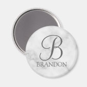 Aimant Marbre blanc de script personnalisé Monogramme et (Recto/Verso)