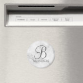 Aimant Marbre blanc de script personnalisé Monogramme et (In Situ (Lave-vaisselle))