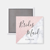 Aimant Marbre blanc et rose parties scintillant or brides (Recto/Verso)