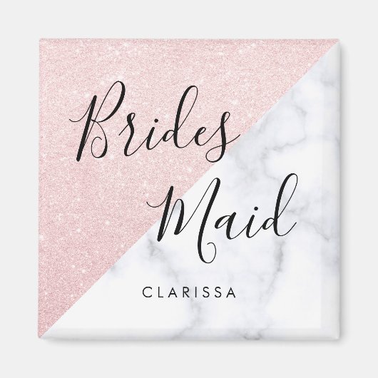 Aimant Marbre blanc et rose parties scintillant or brides (Devant)