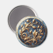 Aimant Marbre Bleu Et Découpe Or (Recto/Verso)