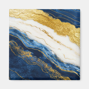 Aimant Marbre bleu marine de luxe et feuille d'or