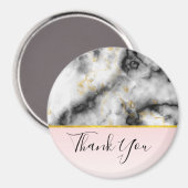 Aimant Marbre gris fumé moderne avec ruban or Merci (Recto/Verso)